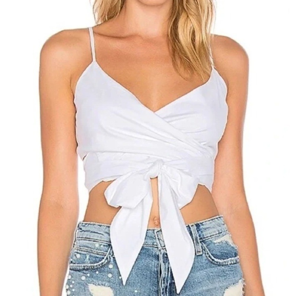 Lovers + Friends Loren White Wrap Crop Top Medium